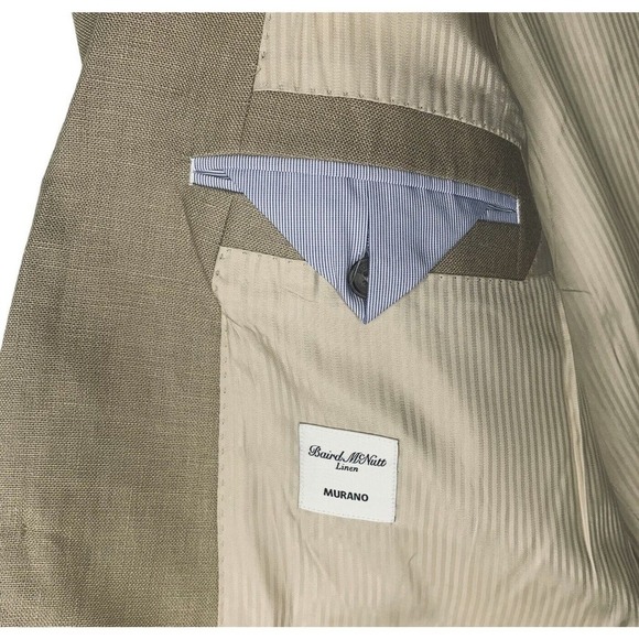 Murano Baird McNutt Linen Sport Coat Mens Size XL Camel Tan Surgeons Cuffs $295 - Picture 7 of 11